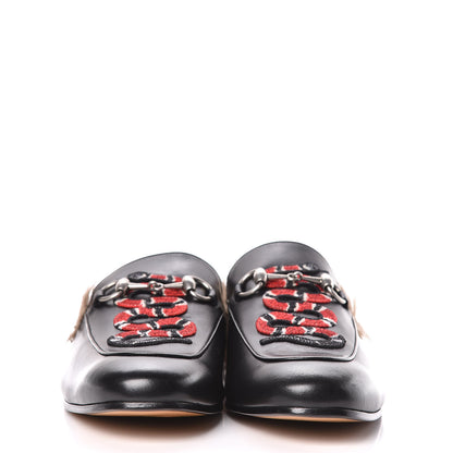 Gucci Calfskin Fur Kingsnake Embroidered Mens Princetown Slippers 8 Black 2 of 8