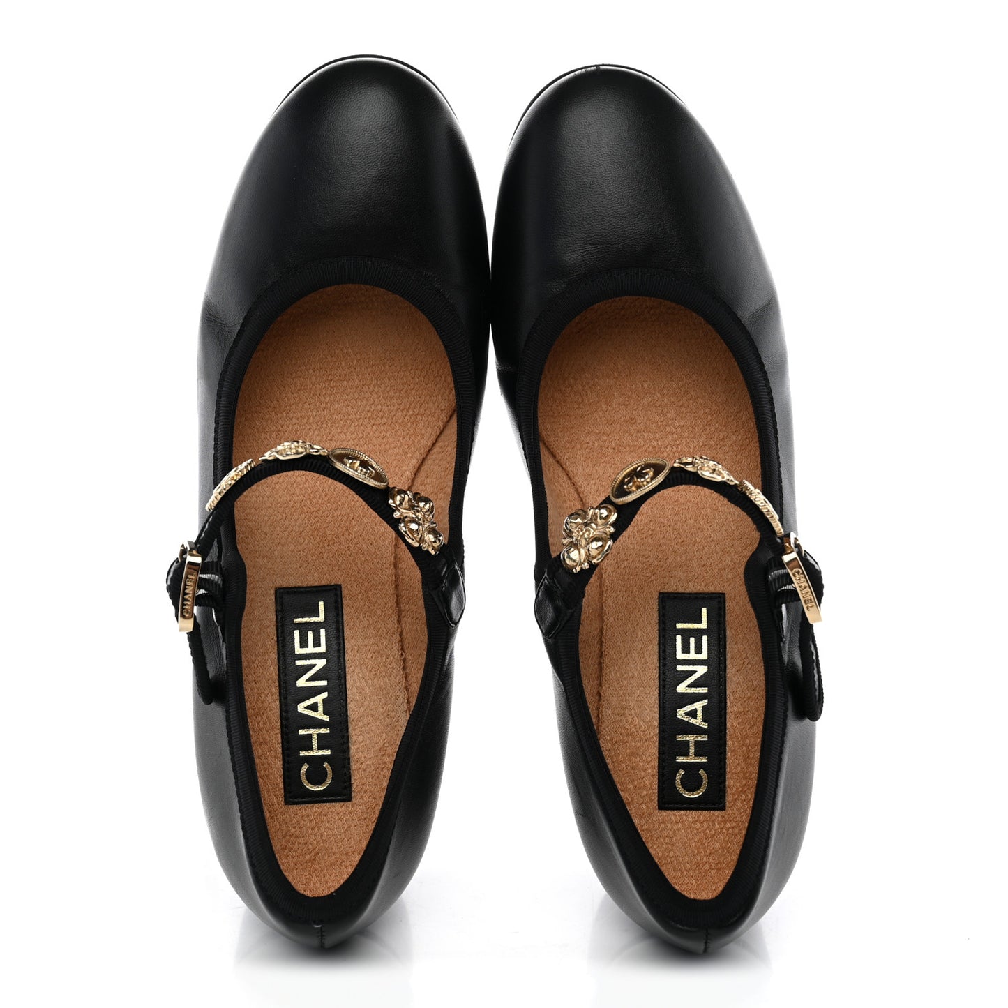 Lambskin Mary Jane Charm Pumps 39.5 Black