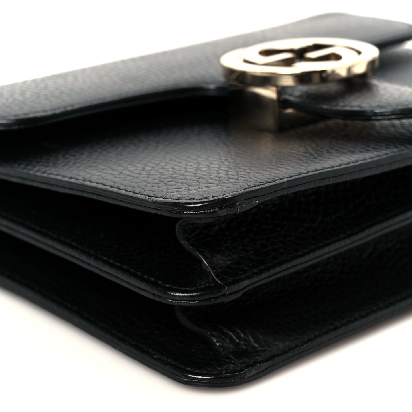 Dollar Calfskin Small Interlocking G Shoulder Bag Black