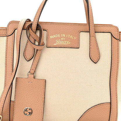 Gucci Linen Canvas Calfskin MIni Swing Top Handle Bag Natural 7 of 10