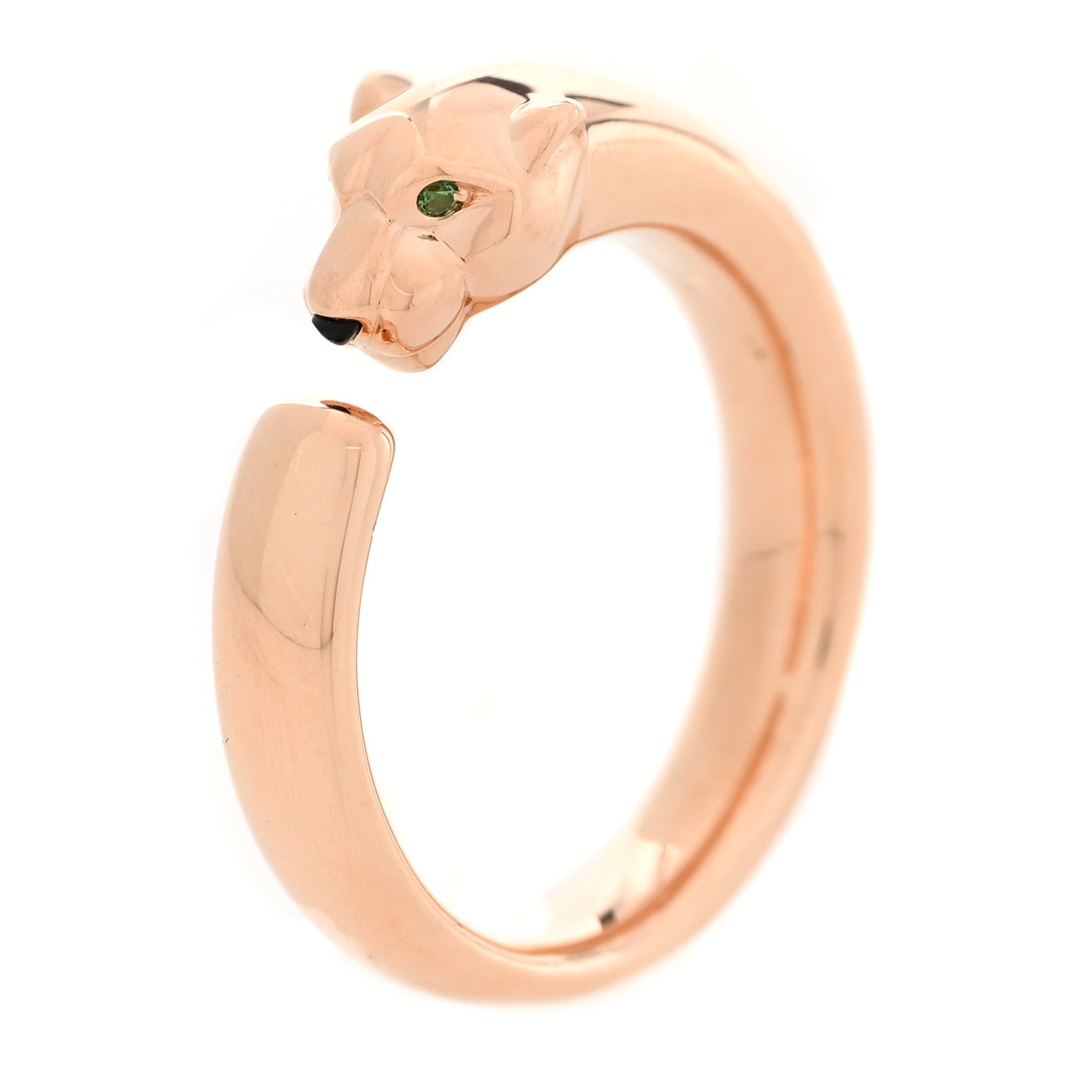Cartier 18K Pink Gold Tsavorite Black Onyx Panthere De Cartier Ring 56 7.5 5 of 6