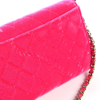 Chanel Velvet Quilted Clutch With Chain Pink 11 of 12