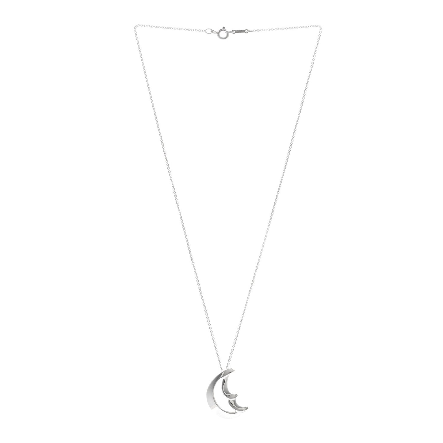 Sterling Silver Crescent Moon Pendant Necklace