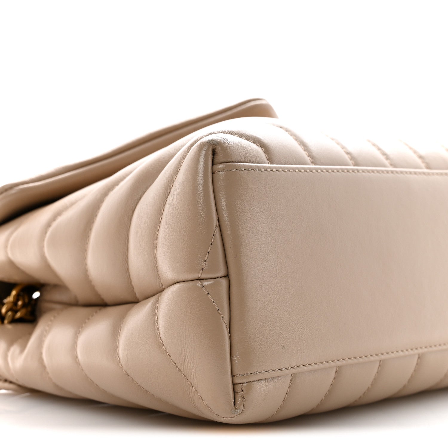 Saint Laurent Calfskin Y Quilted Monogram Small Loulou Chain Satchel Dark Beige 9 of 15