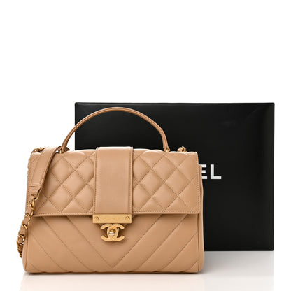 Chanel Calfskin Quilted Chevron In The City Bag Beige 12 of 12