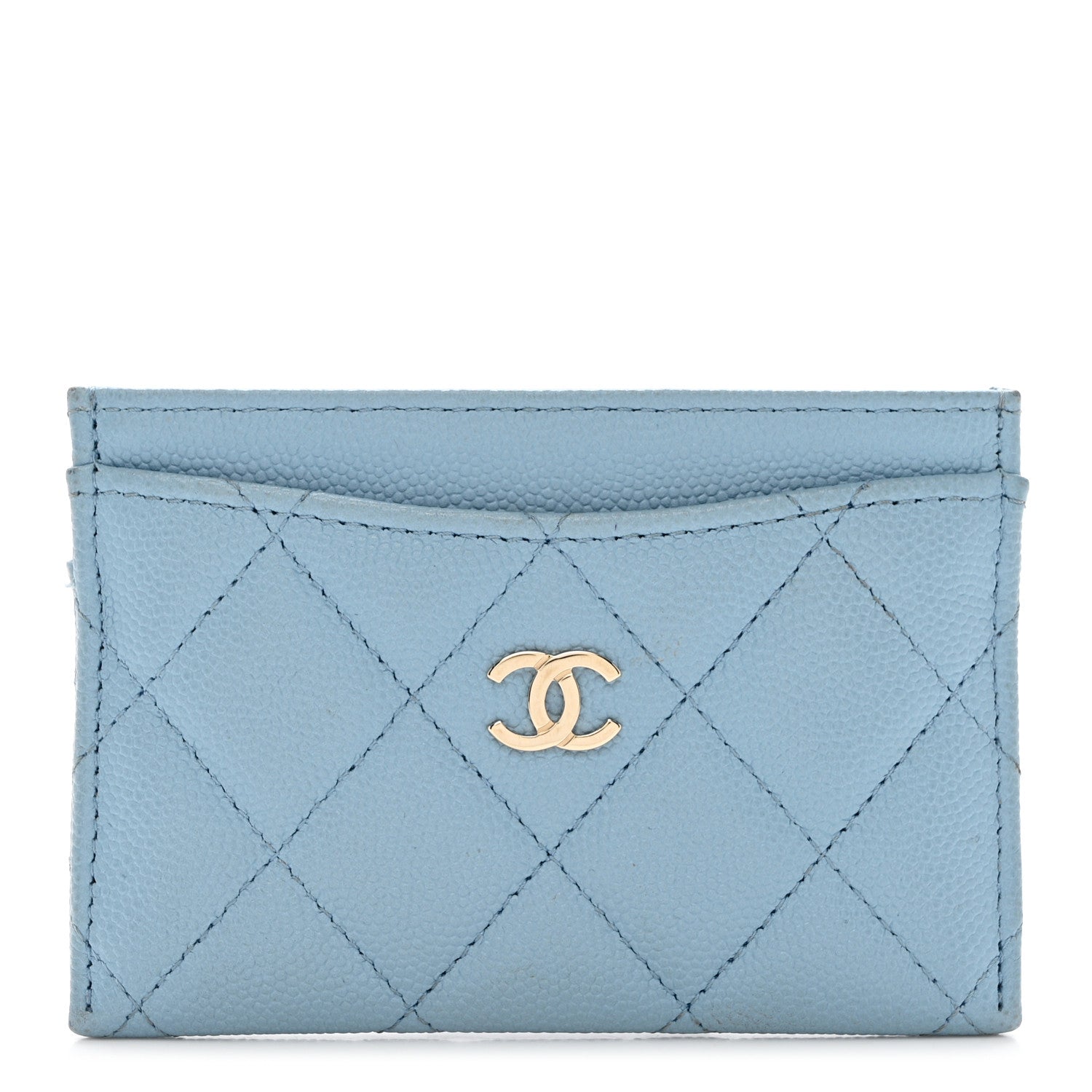 Chanel Caviar Quilted Card Holder Light Blue 1 of 8