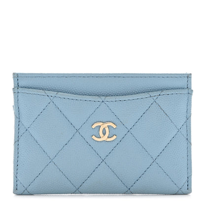 Chanel Caviar Quilted Card Holder Light Blue 1 of 8