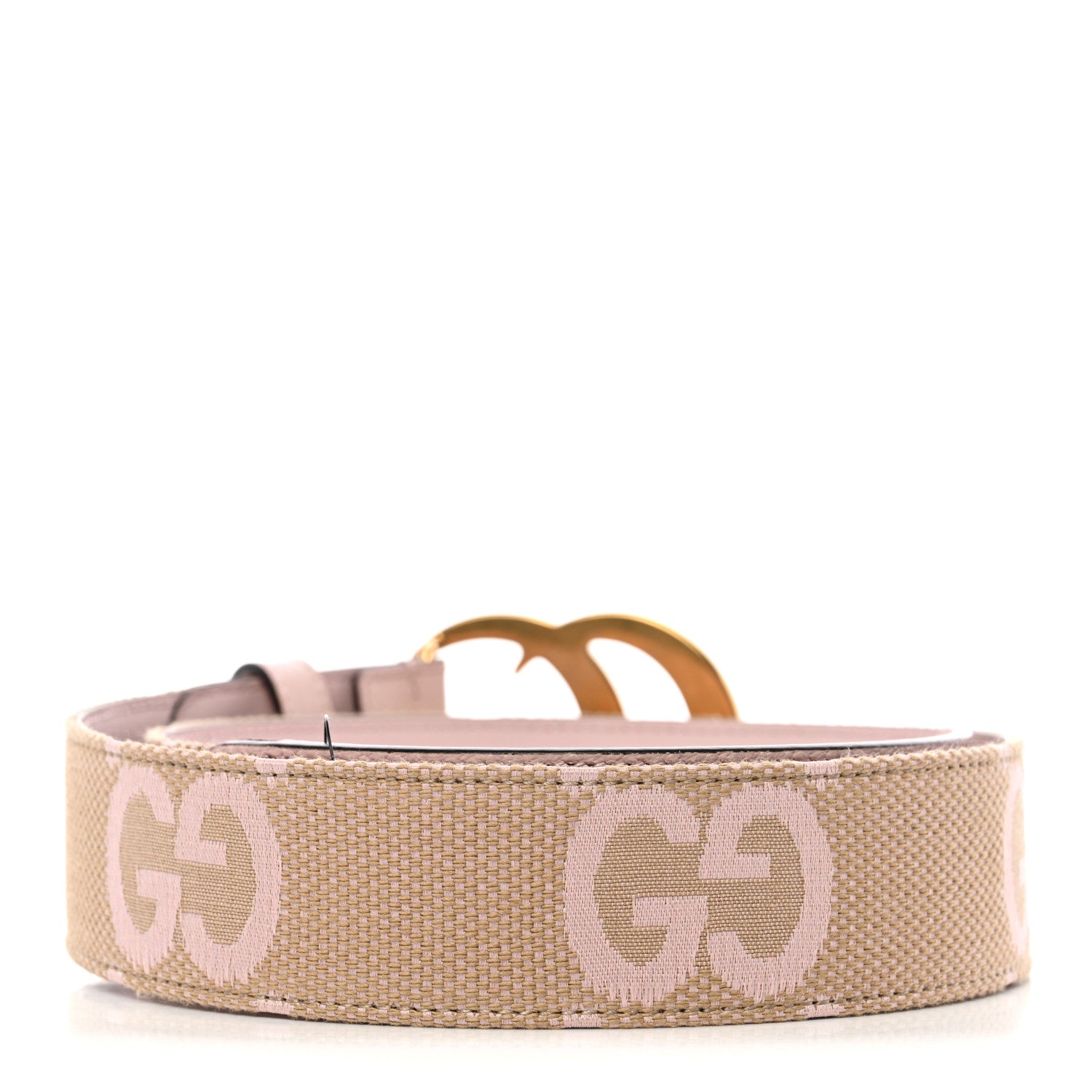 Gucci Monogram Jumbo GG Textured Dollar Calfskin Double G Belt 75 30 Camel Pink 3 of 6