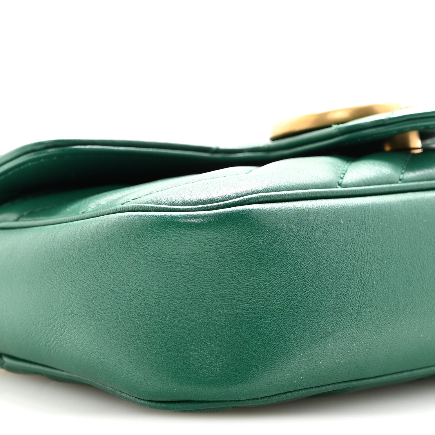 Gucci Calfskin Matelasse Super Mini GG Marmont Shoulder Bag Emerald Green 9 of 11