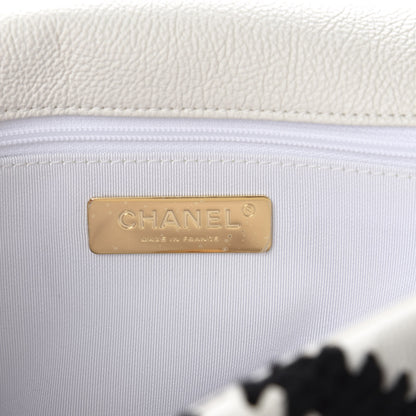 Chanel Calfskin Crochet Medium 19 Flap White Black 8 of 10
