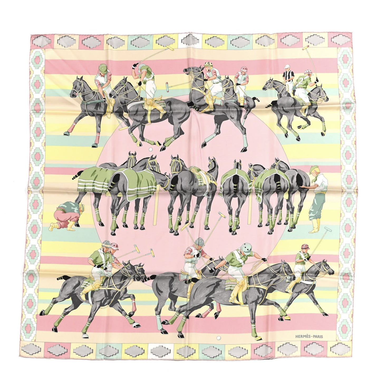 Silk Les Poneys De Polo Scarf 90