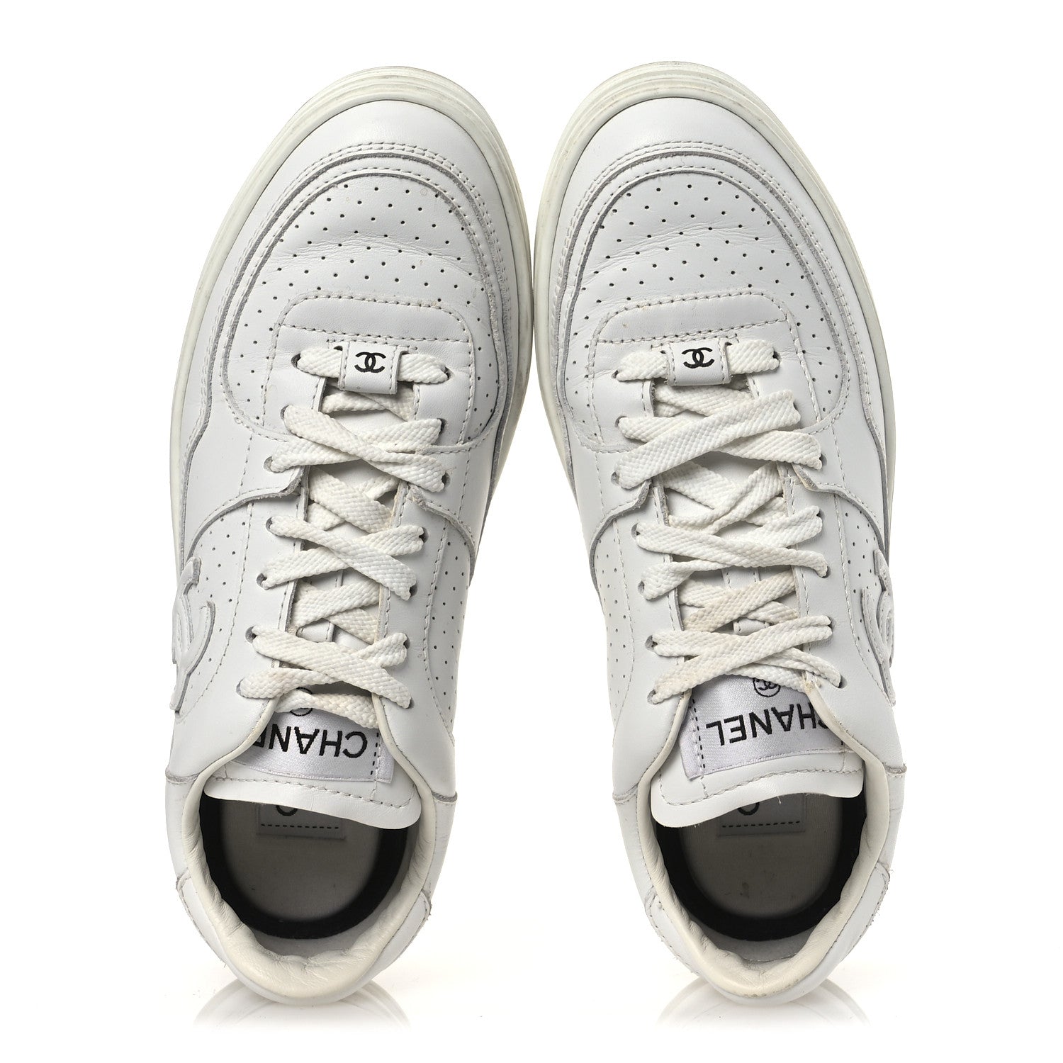 Chanel Calfskin Womens CC Sneakers 36.5 White 2 of 12