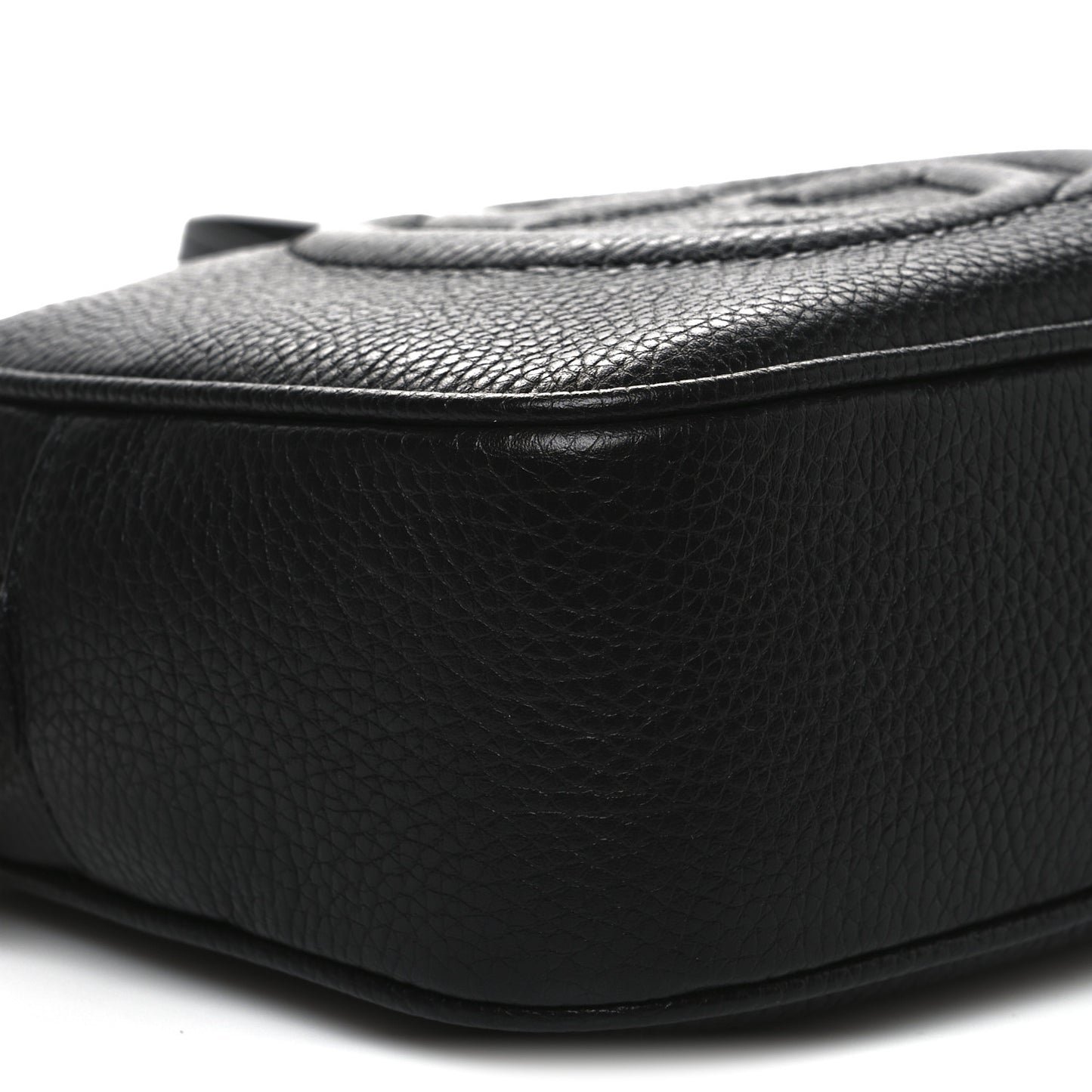 Pebbled Calfskin Small Soho Disco Bag Black