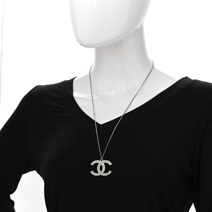 Chanel Crystal Large CC Necklace Silver 2 of 7