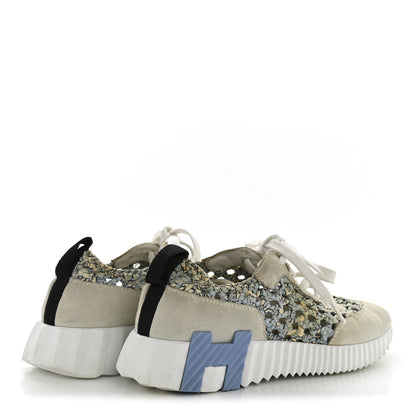 Hermes Braided Silk Suede Sneakers 35 Bleu Clair White 5 of 12