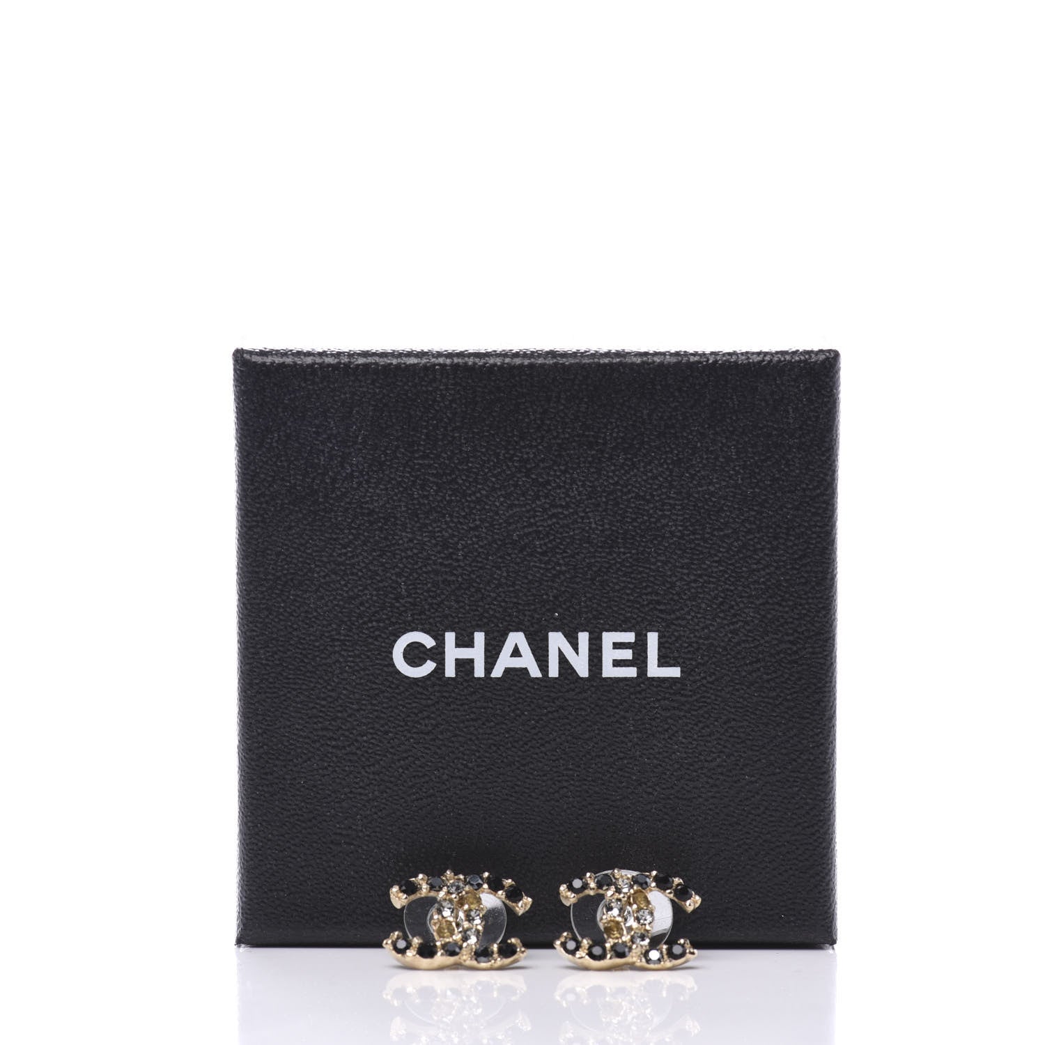 Chanel Crystal CC Earrings Gold Black Multi 5 of 5
