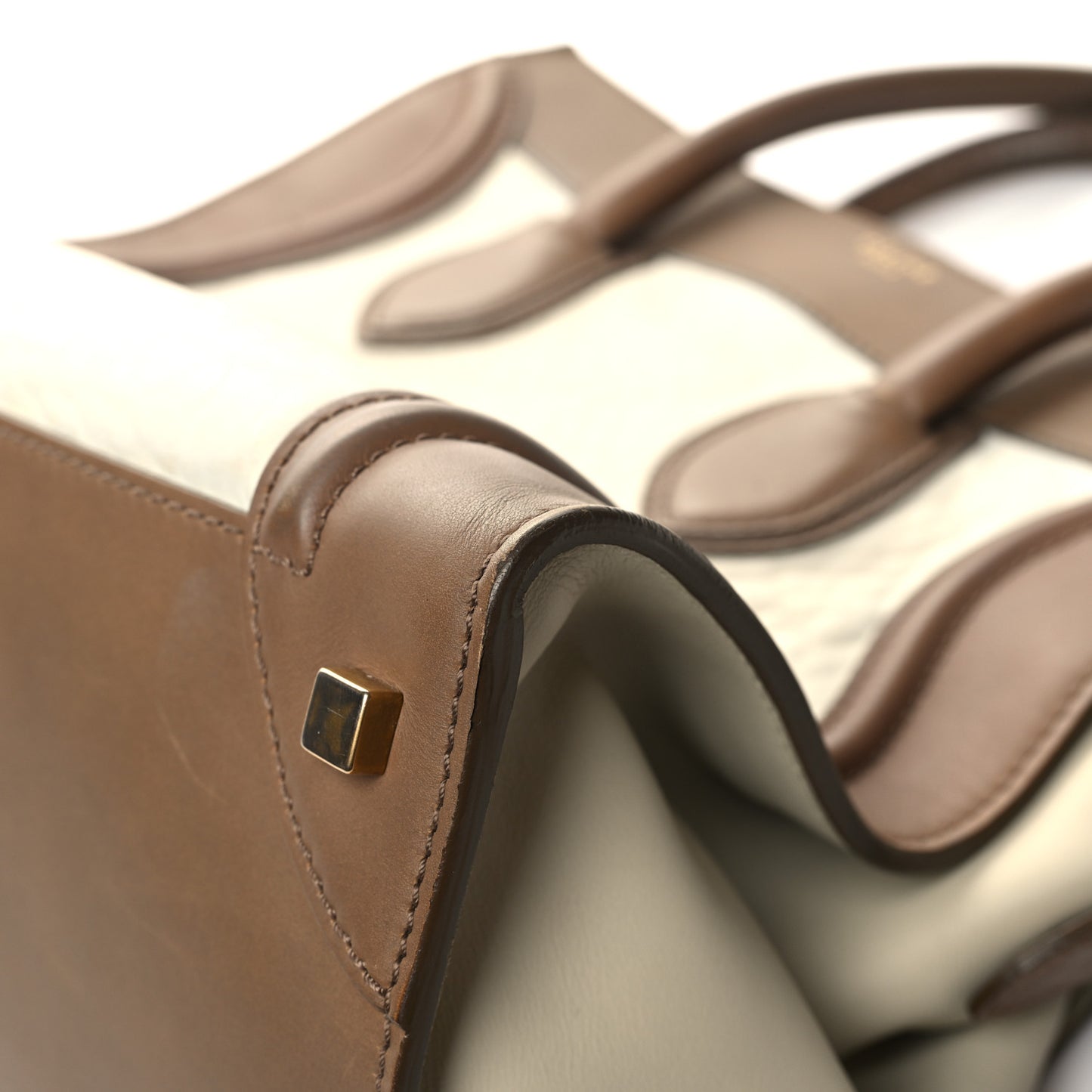 Smooth Calfskin Shrunken Lambskin Mini Tri-Color Luggage Chalk