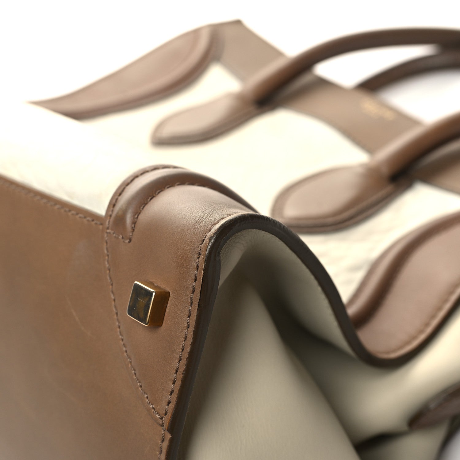 Celine Smooth Calfskin Shrunken Lambskin Mini Tri-Color Luggage Chalk 10 of 16