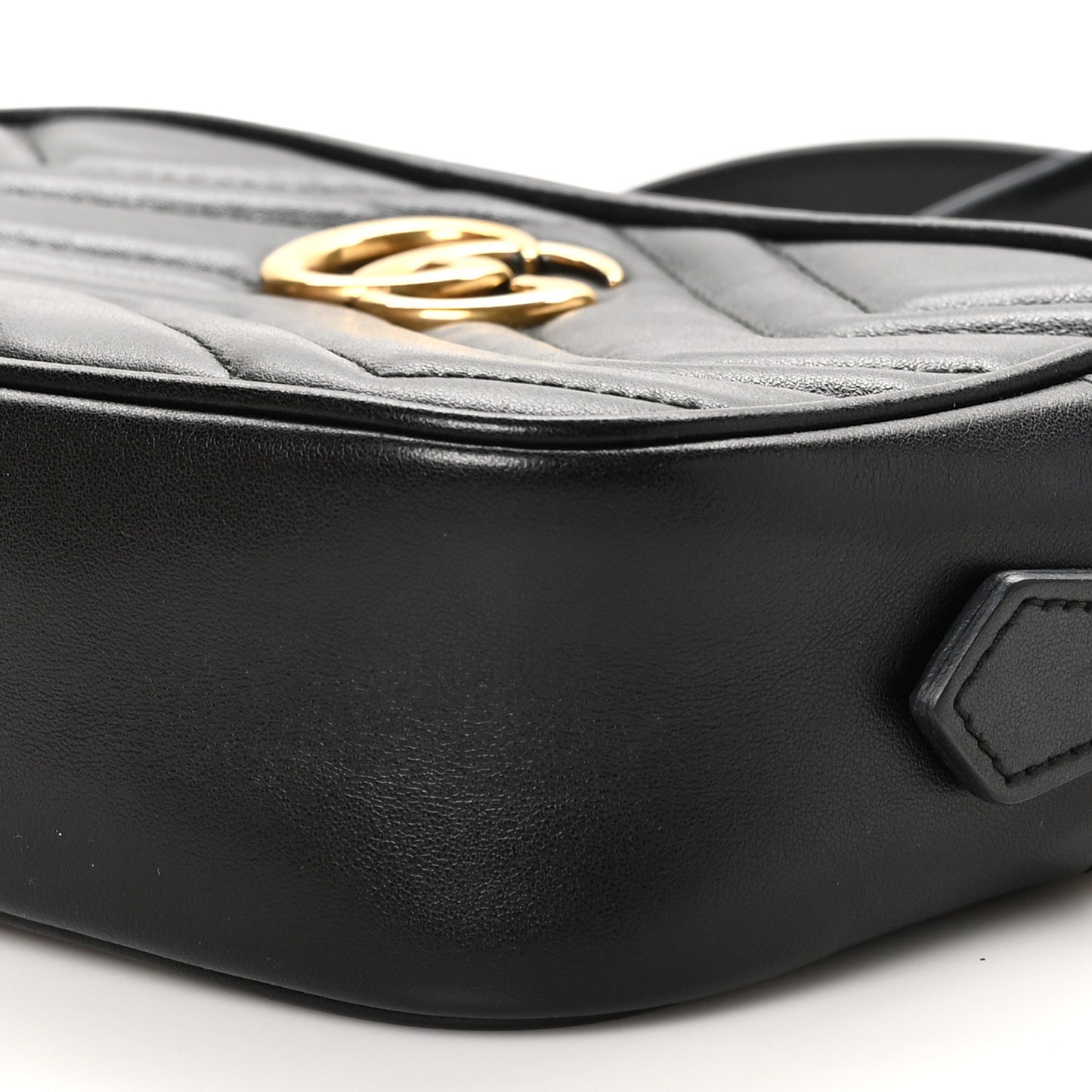 Calfskin Matelasse Mini GG Marmont Chain Shoulder Bag Black