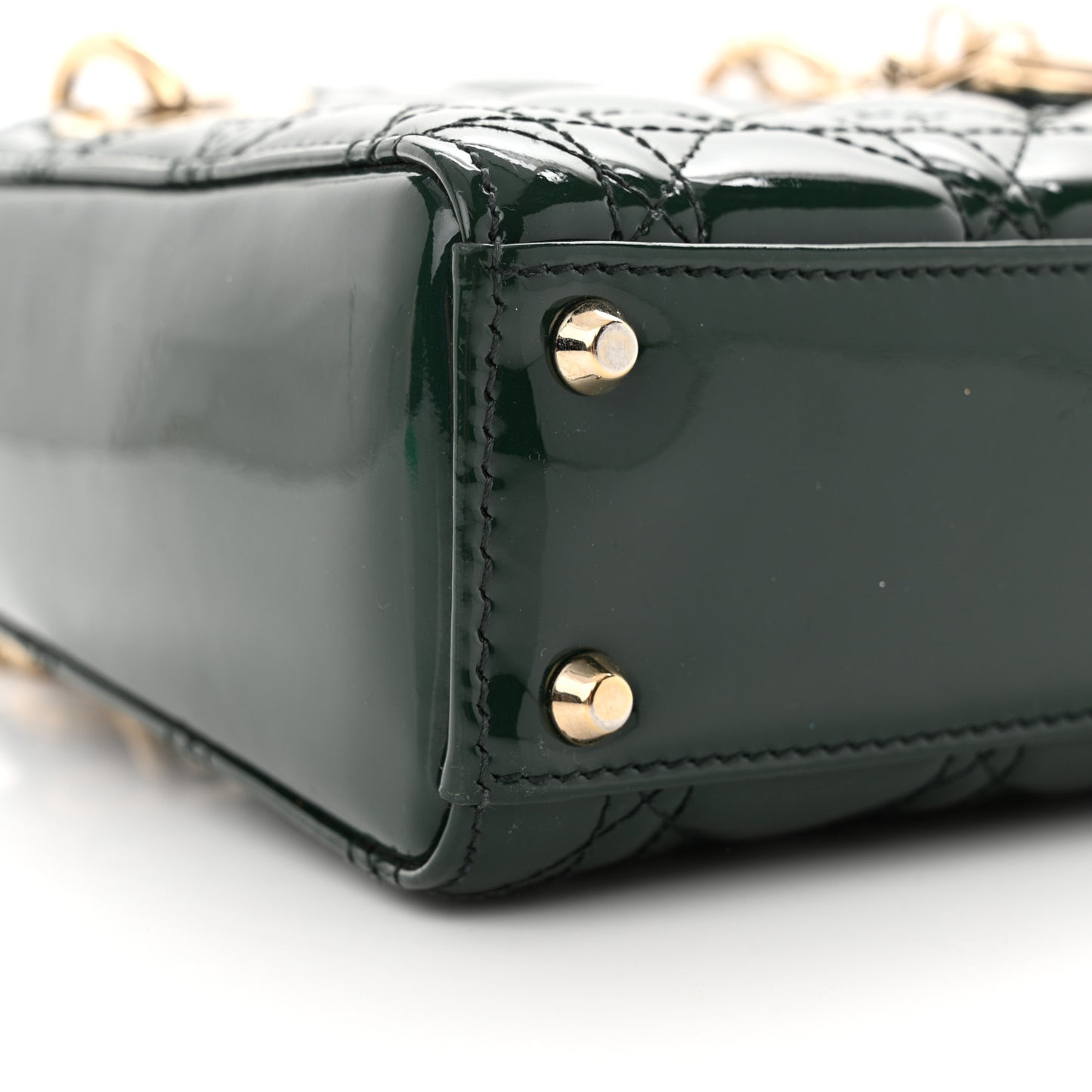 Patent Cannage Mini Lady Dior Pine Green