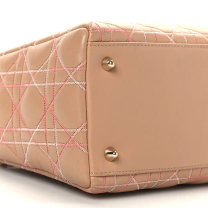 Christian Dior Lambskin Cannage Contrast Stitch Medium Lady Dior Beige 7 of 8
