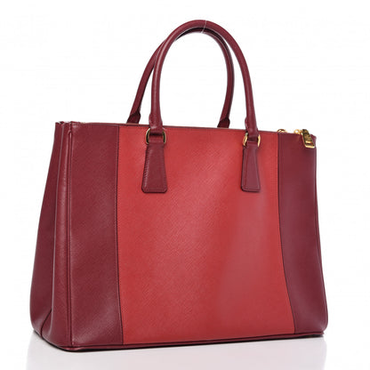 Prada Saffiano Bi-Color Large Galleria Double Zip Tote Cerise Fuoco 3 of 11