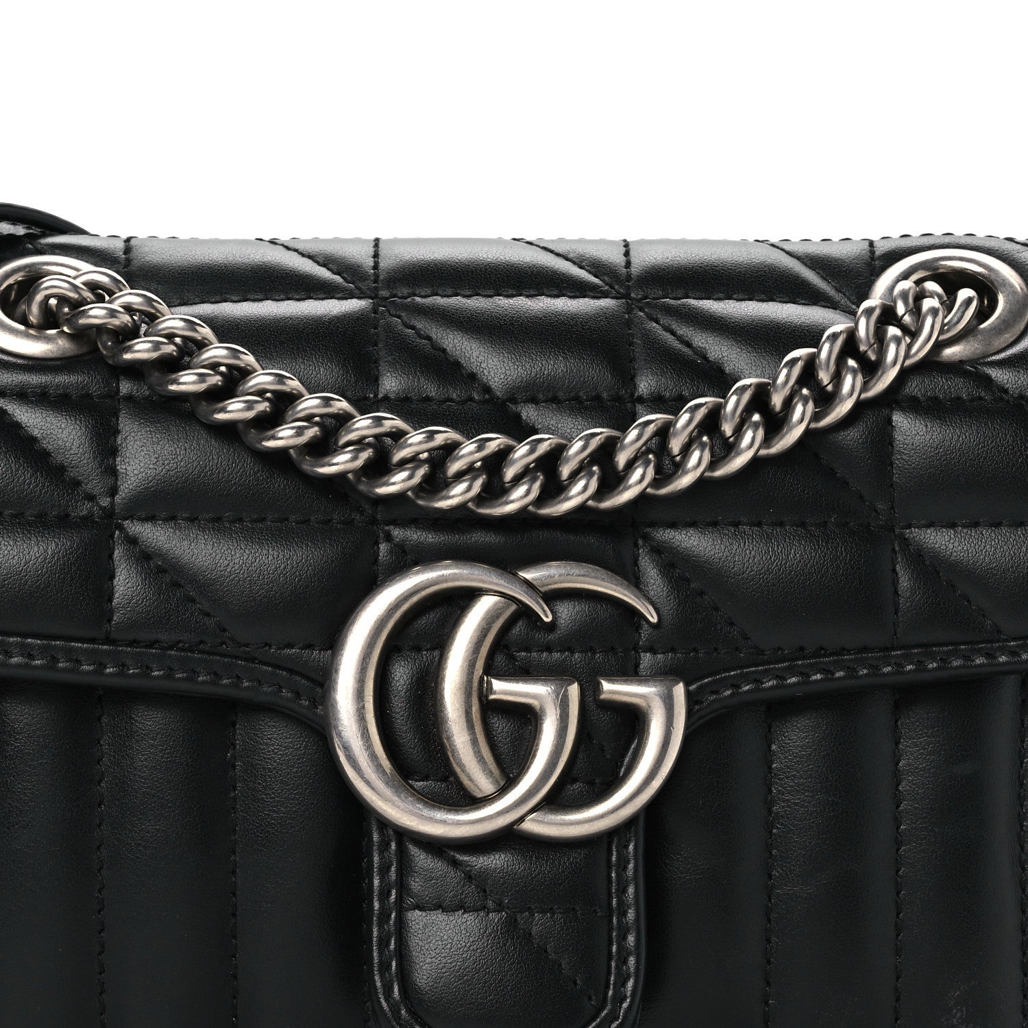 Gucci Calfskin Matelasse Aria Mini GG Marmont Shoulder Bag Black 8 of 10