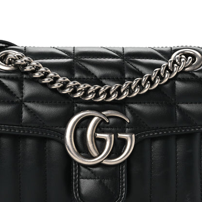 Gucci Calfskin Matelasse Aria Mini GG Marmont Shoulder Bag Black 8 of 10