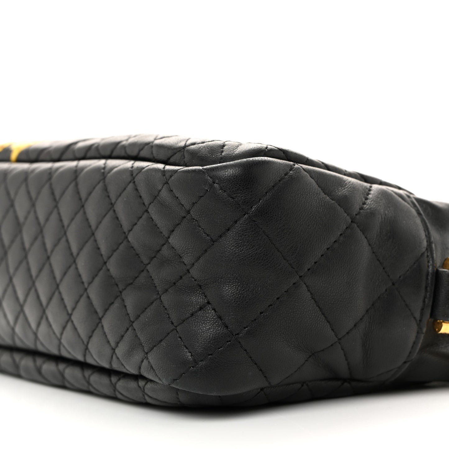 Nappa Quilted Icon Printed Small Camera Bag Black