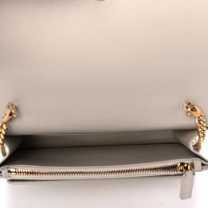 Saint Laurent Calfskin Crocodile Embossed Monogram Sunset Chain Wallet Blanc Vintage 5 of 11