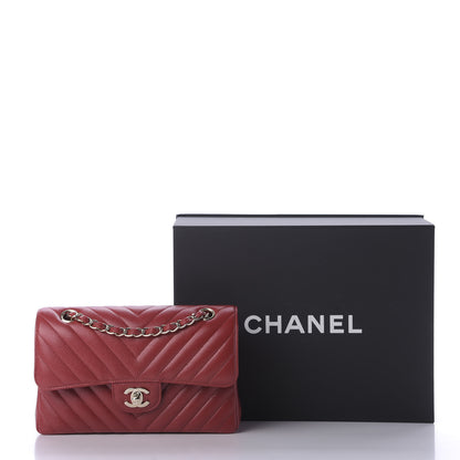 Chanel Caviar Chevron Quilted Small Double Flap Dark Red 10 of 10