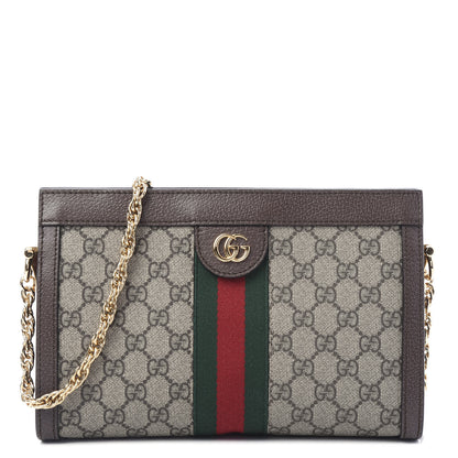 Gucci GG Supreme Monogram Web Small Ophidia Chain Shoulder Bag Brown 1 of 11
