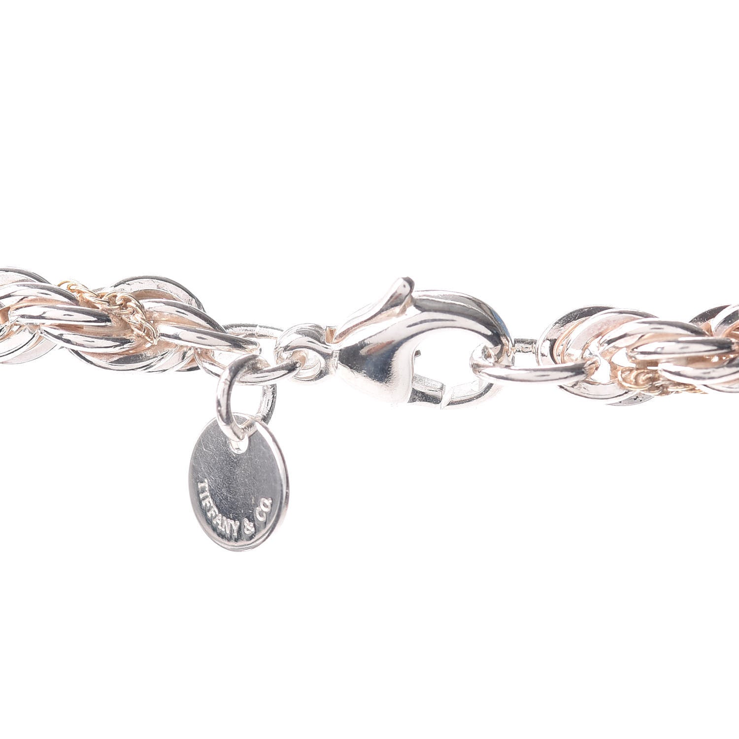 Tiffany Sterling Silver 18K Yellow Gold Rope Chain Necklace 18" 4 of 4