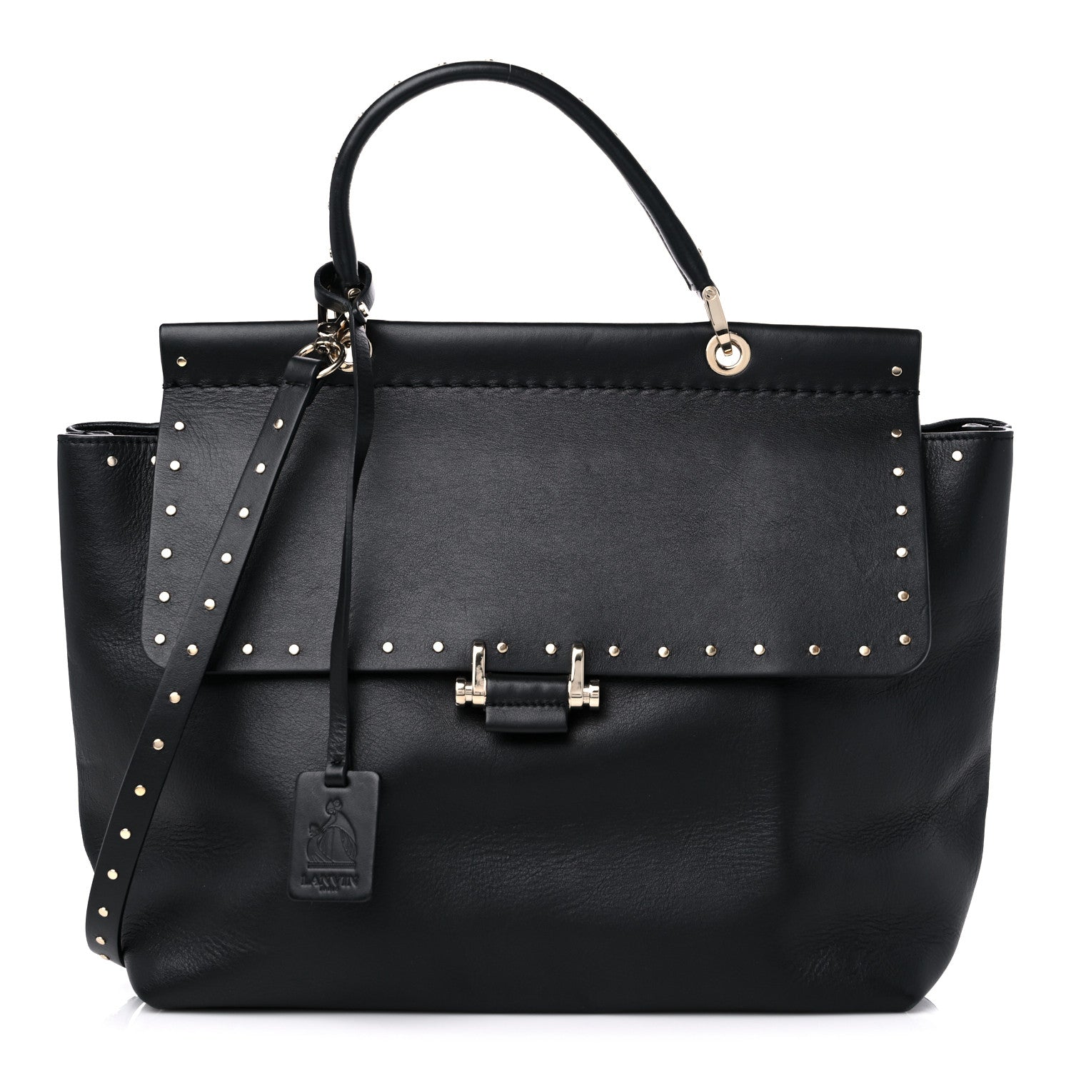 Lanvin Goatskin Medium Trilogy Cabas Black 1 of 14