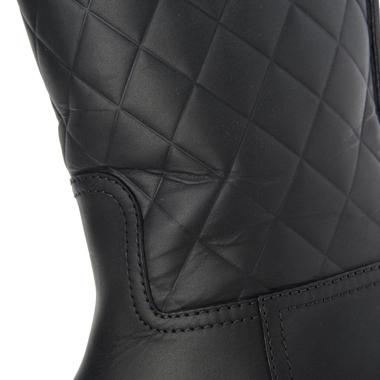 Oily Calfskin Quilted High Boots 37.5 Black