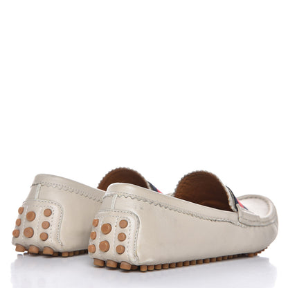 Gucci Calfskin Web Driver Loafers 38.5 Mystic White 5 of 18