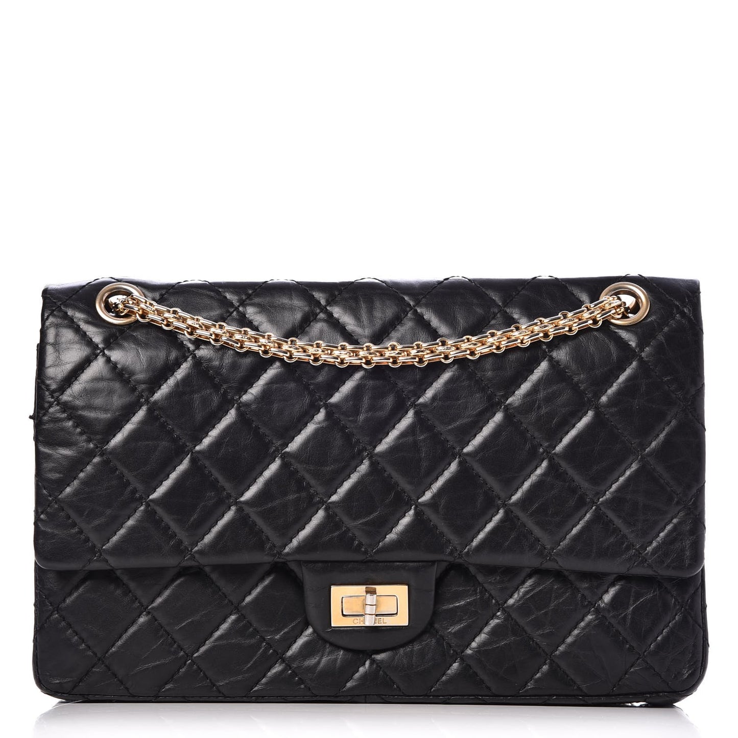 Aged Calfskin Quilted 2.55 Reissue 226 Flap Black