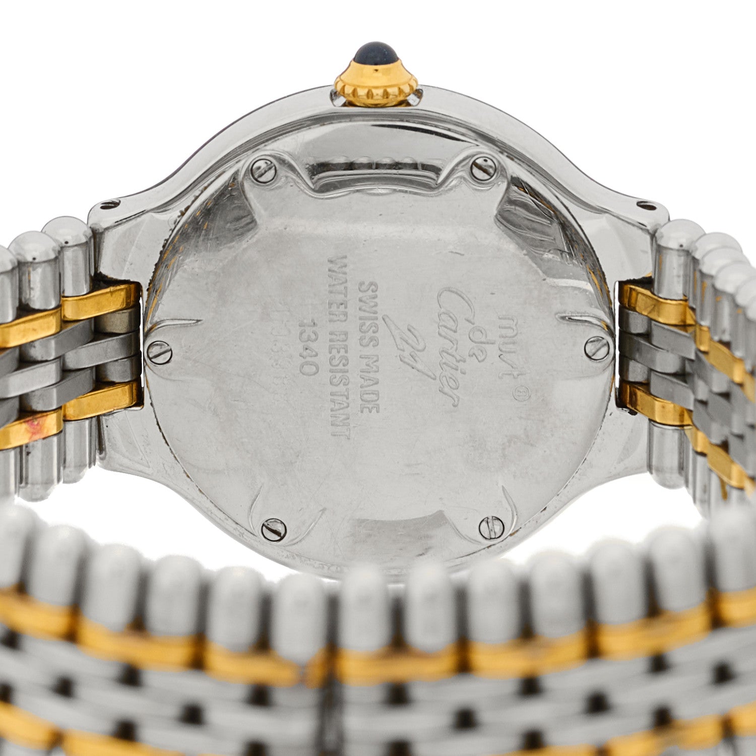 Cartier Stainless Steel 18K Yellow Gold 28mm Must De 21 Bullet Link Quartz Watch 4 of 4