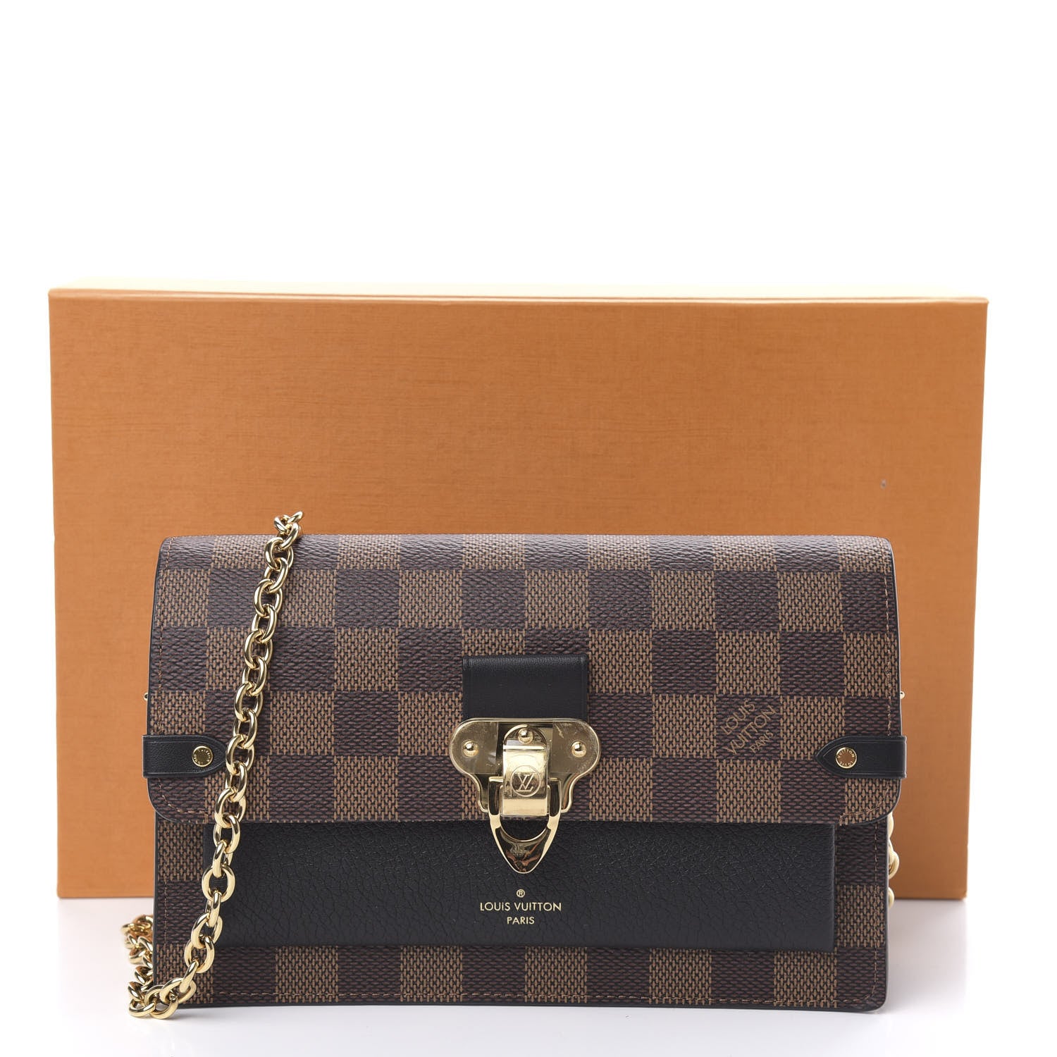 Louis Vuitton Damier Ebene Vavin Chain Wallet Black 10 of 10