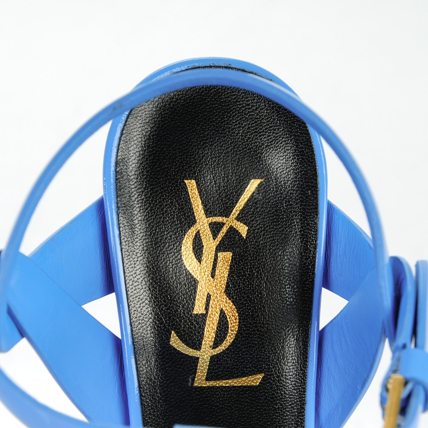 Saint Laurent Patent Tribute 75 Platform Sandals 35 Blue 7 of 9