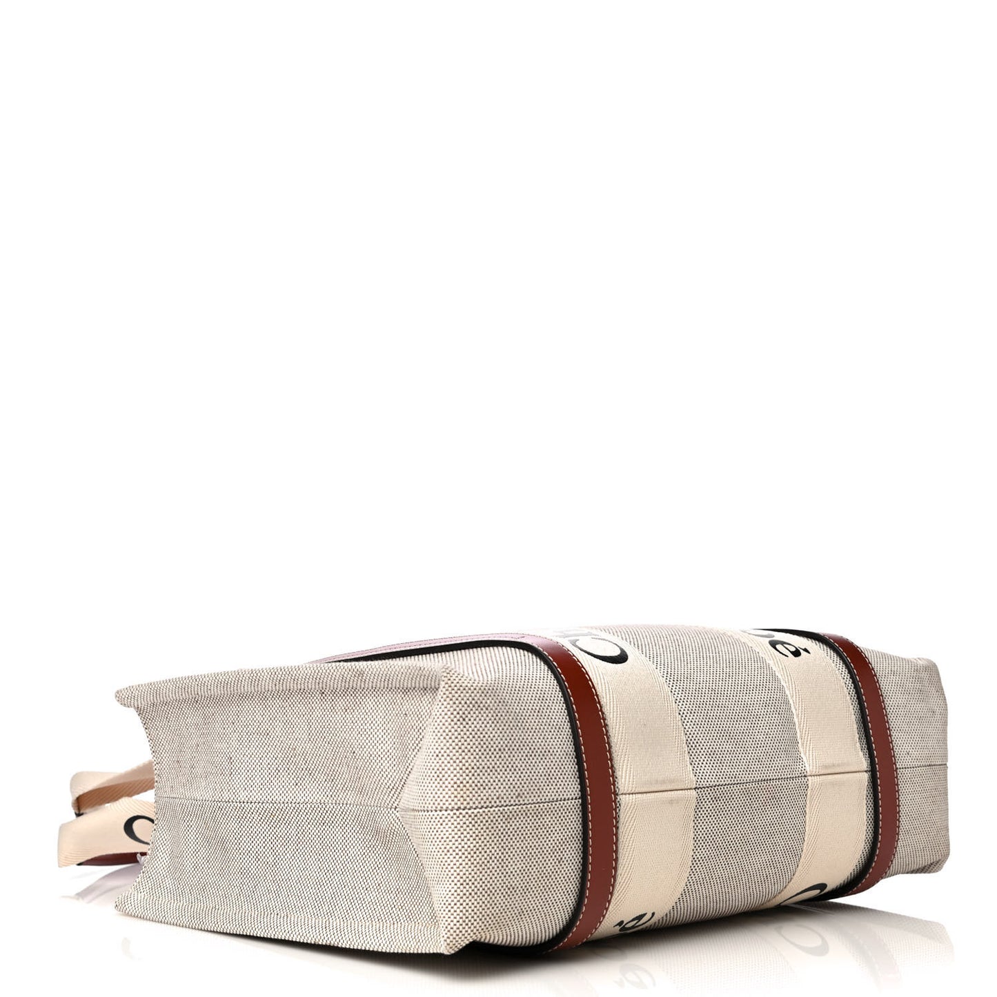Cotton Calfskin Medium Woody Ribbon Tote White Brown