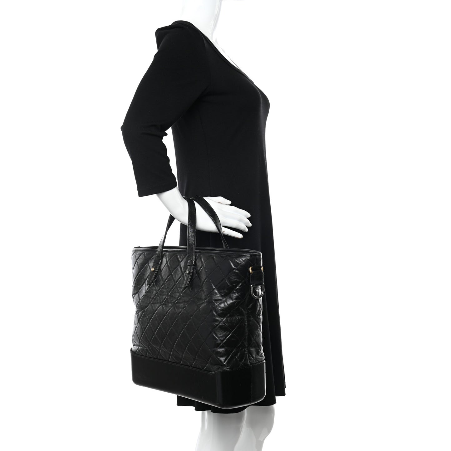 Calfskin Quilted Large Gabrielle Shopping Tote Black