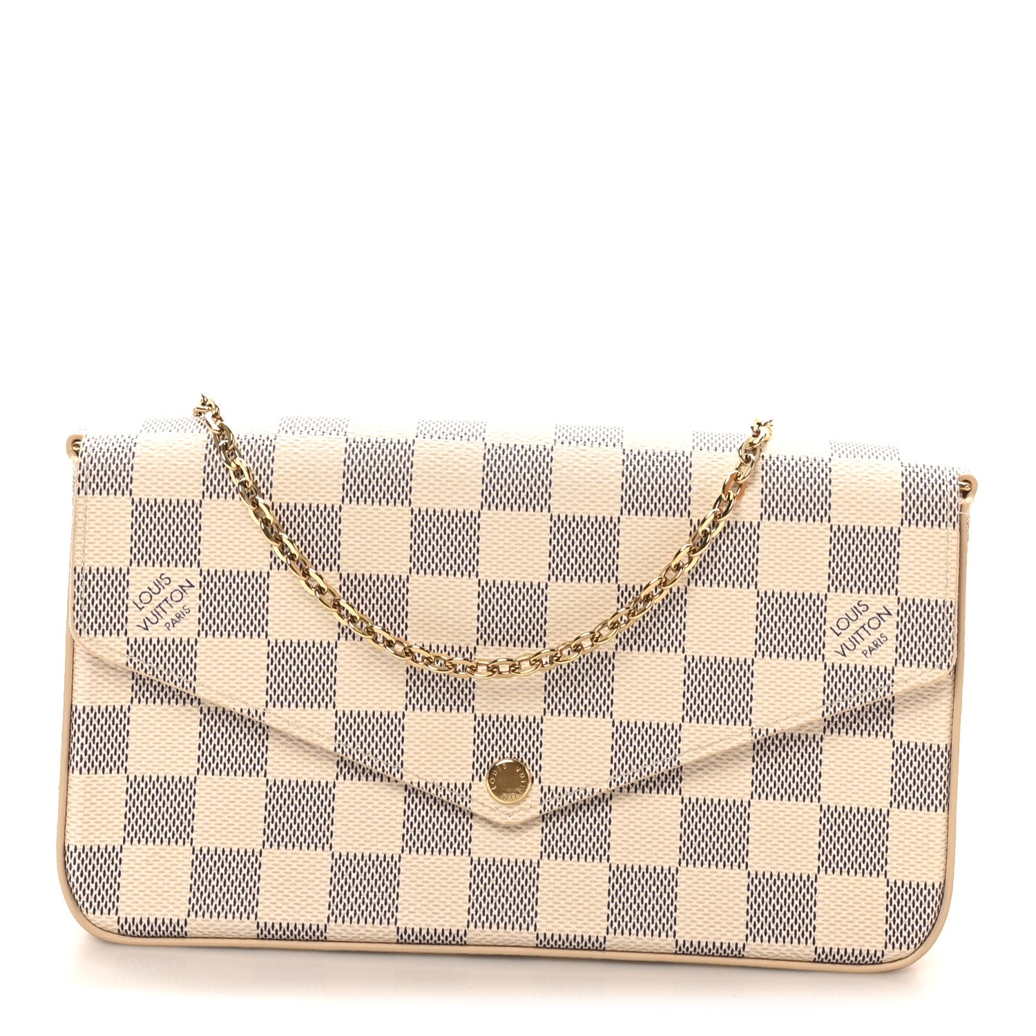 Louis Vuitton Damier Azur Pochette Felicie Chain Wallet Rose Ballerine 1 of 11