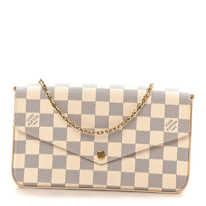 Louis Vuitton Damier Azur Pochette Felicie Chain Wallet Rose Ballerine 1 of 11