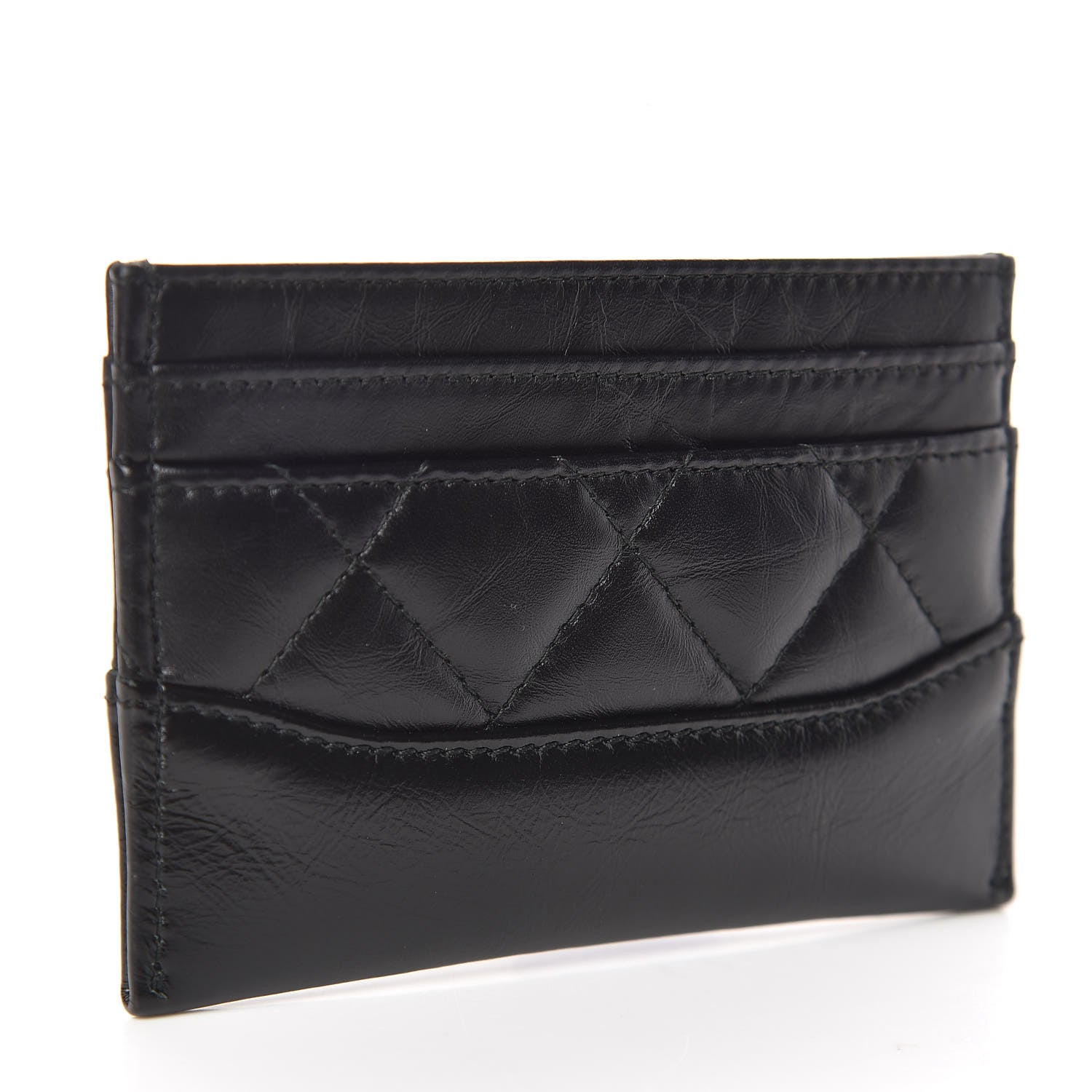 Chanel Aged Calfskin Quilted Gabrielle Card Holder Black 3 of 9