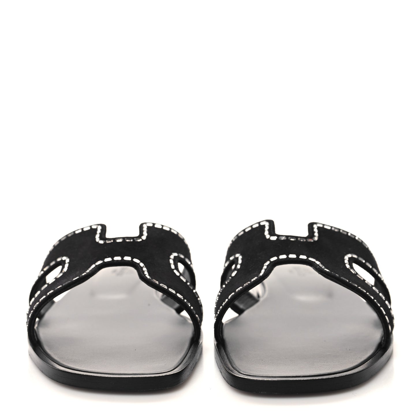 Suede Goatskin Crystal Embellished Oran Sandals 40 Black