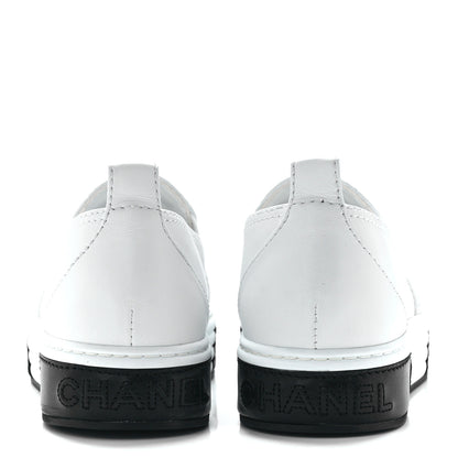 Chanel Lambskin Quilted Womens CC Stroll Sneakers 36 White 5 of 10