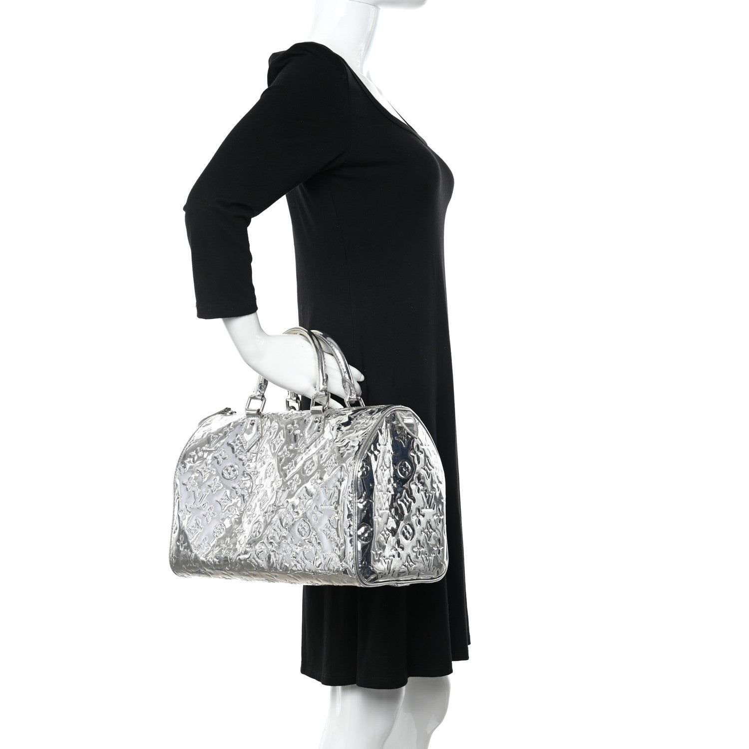 Louis Vuitton Monogram Miroir Speedy 35 Silver 2 of 19