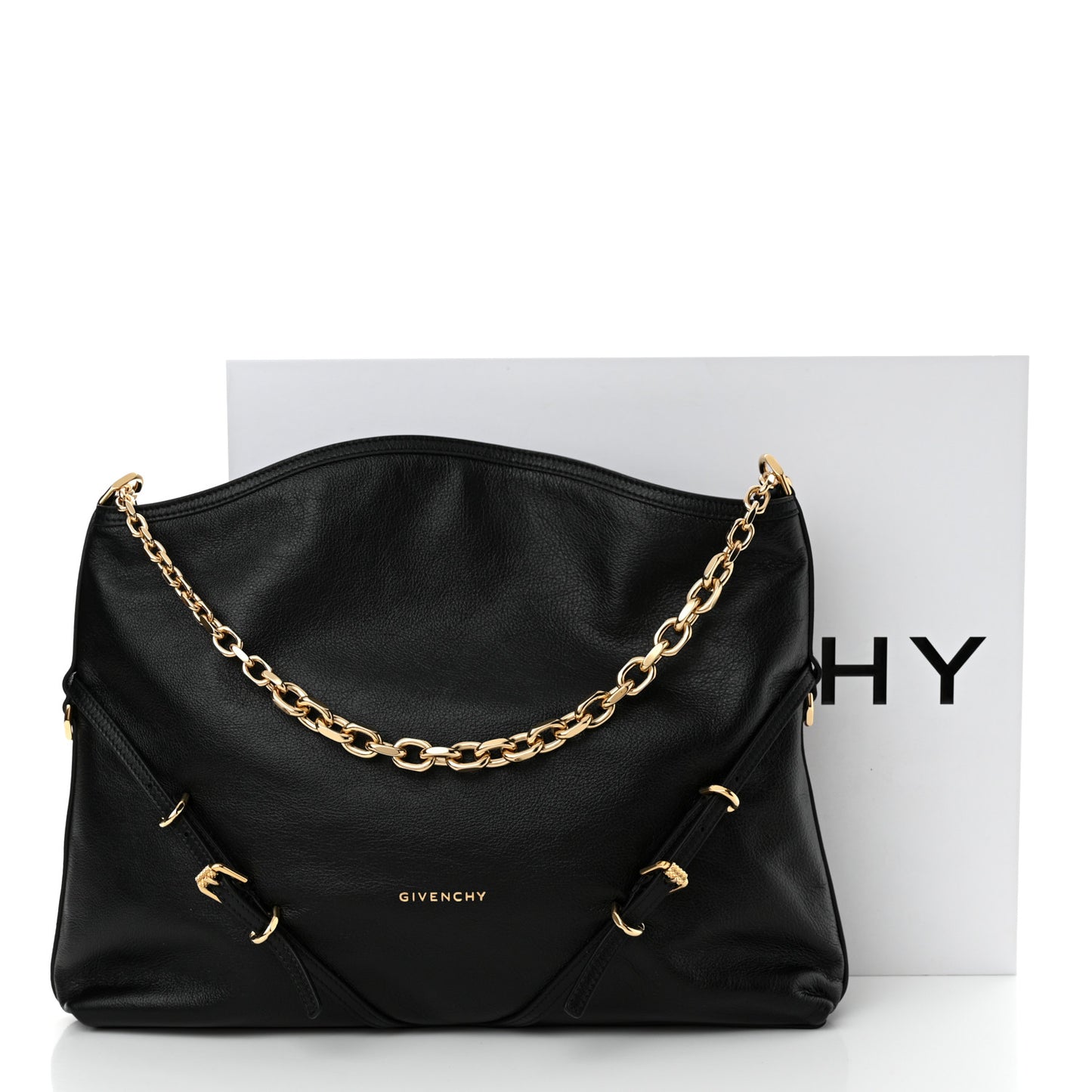 Tumbled Calfskin Medium Voyou Bag Black