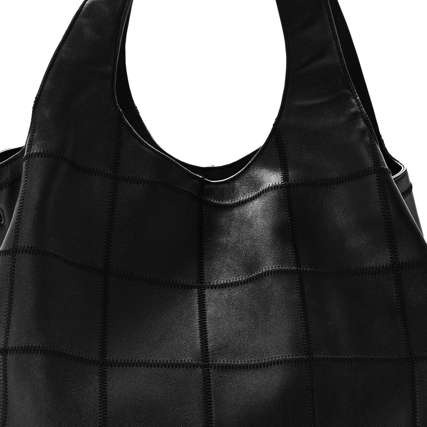 Calfskin Square Stitched Tassel Bag Black